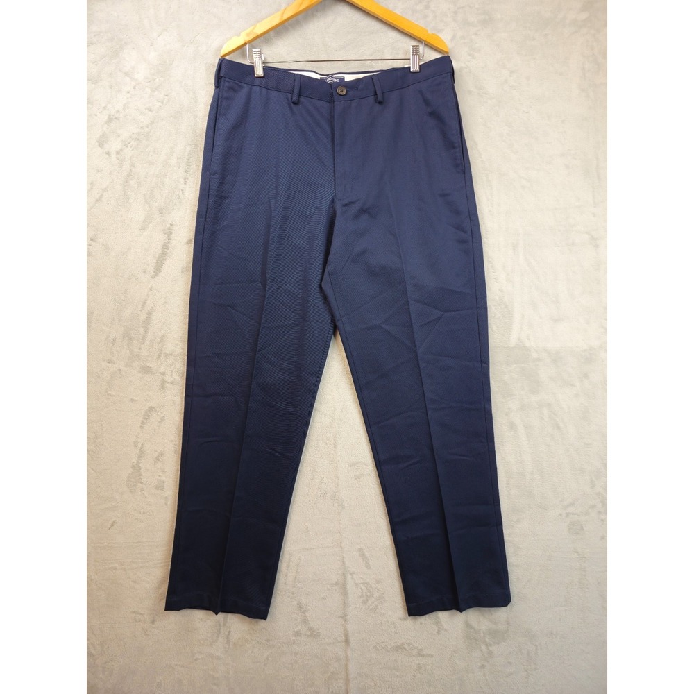 Lands End Navy Twill Pants Traditional Fit Mens 36x32 Comfort Waist New